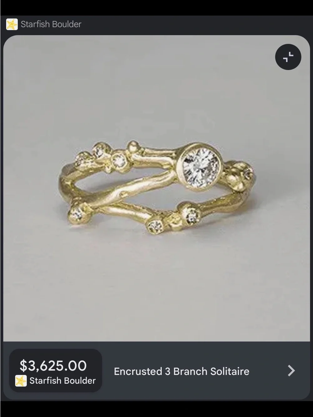 Kate Maller Encrusted 3 Branch Solitaire Ring| 14K Gold & Natural Diamonds| 4.5